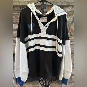 (NWOT) Free People We The Free Colorblock Rugby Hoodie Oversized Pullover XL